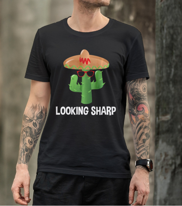 Looking Sharp Cactus Wearing Sombrero And Sunglasses T-Shirt