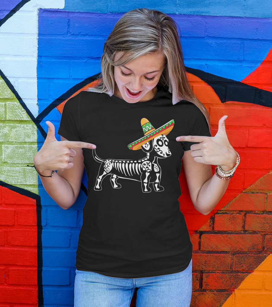 Dachshund Cinco De Mayo Skeleton Dog Sombrero Mom Pet Do T-Shirt