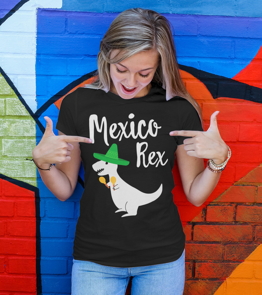 Mexico Rex Sombrero Maracas Cute Dinosaur Pun T-Shirt