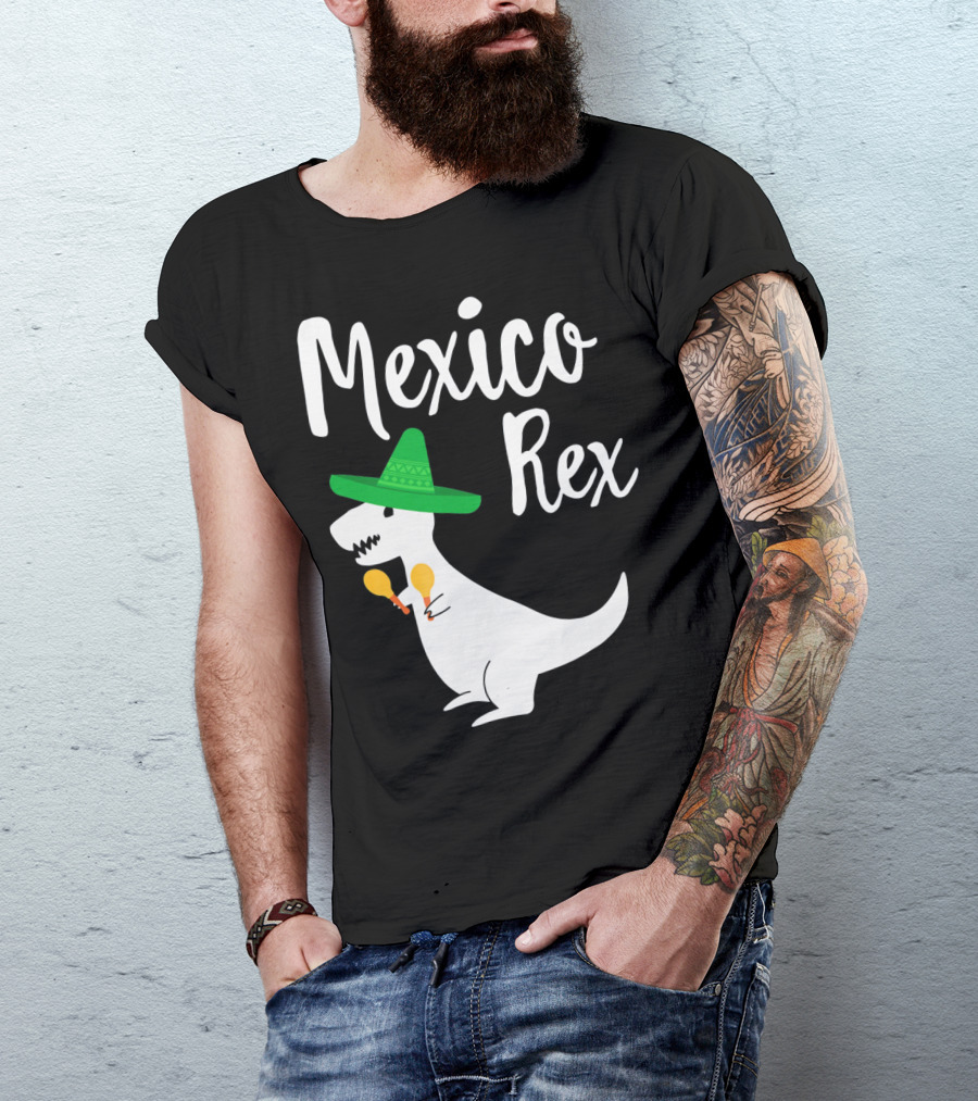 Mexico Rex Sombrero Maracas Cute Dinosaur Pun T-Shirt