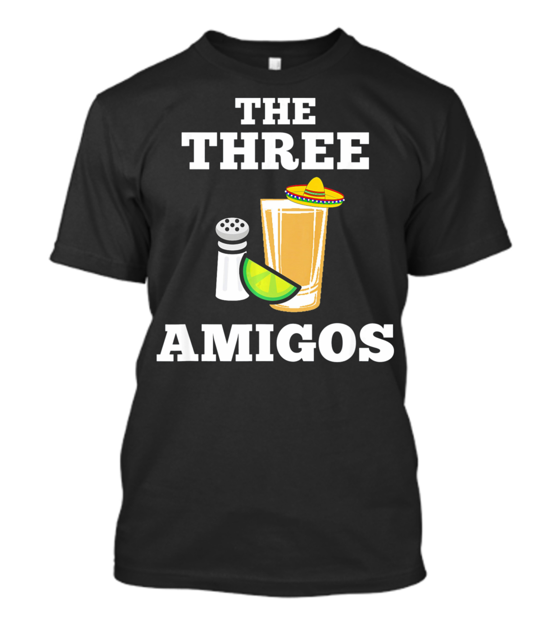 The Three Amigos Tequila Lime Salt Sombrero Glass Cinco T-Shirt