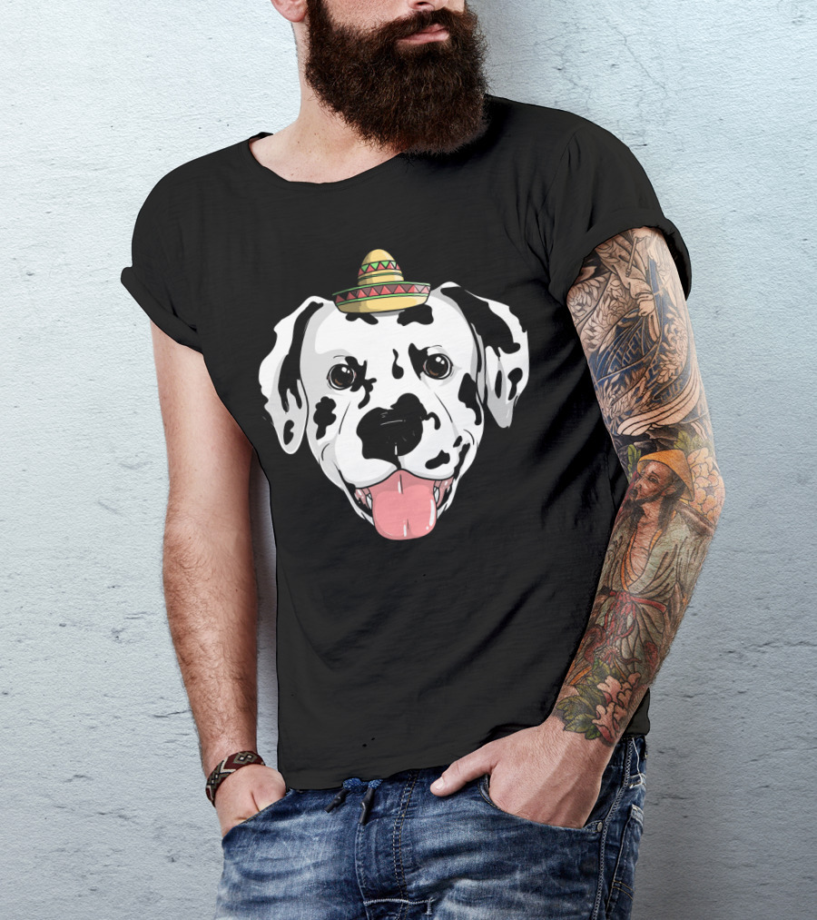 Dalmatian Dog Sombrero Fiesta Cinco De Mayo Fun T-Shirt
