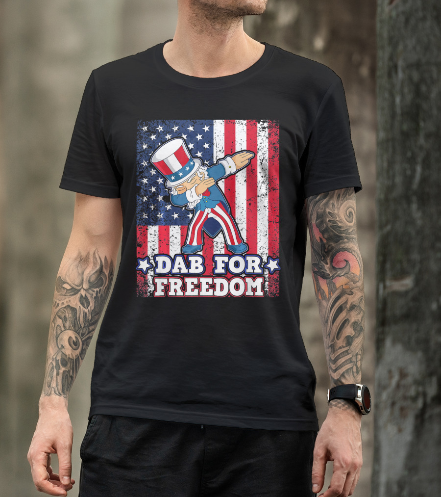 Uncle Sam Dabbing Dab For Freedom Patriotic Flag T-Shirt