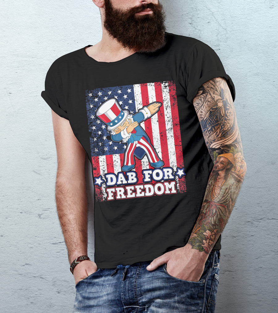 Uncle Sam Dabbing Dab For Freedom Patriotic Flag T-Shirt
