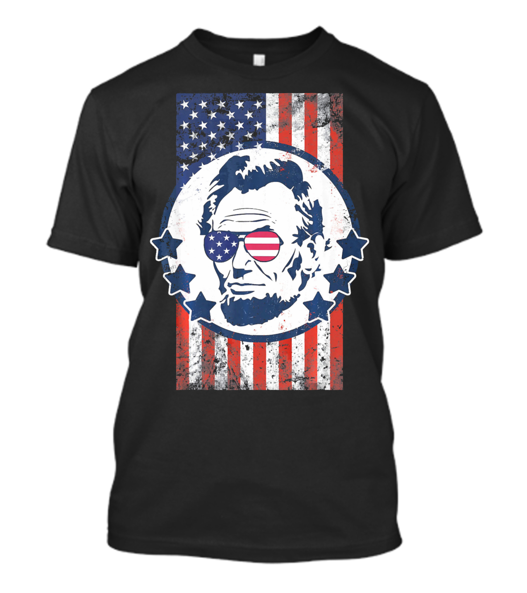 Abraham Lincoln American Flag Sunglasses 4th Of July T-Shirt