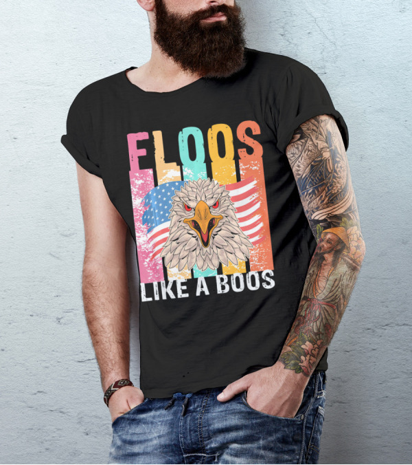 FLOOS Like A Boos Bald Eagle American Flag Vantage T-Shirt