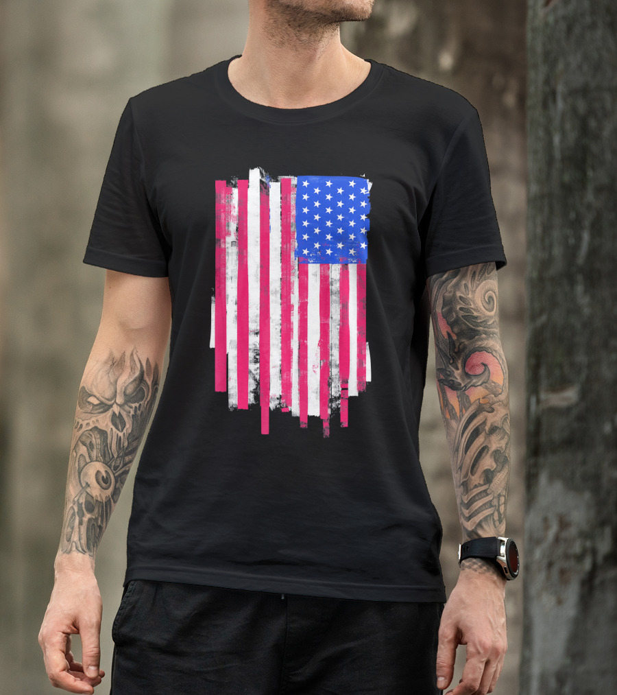 American Distressed USA Flag Patriotic T-Shirt