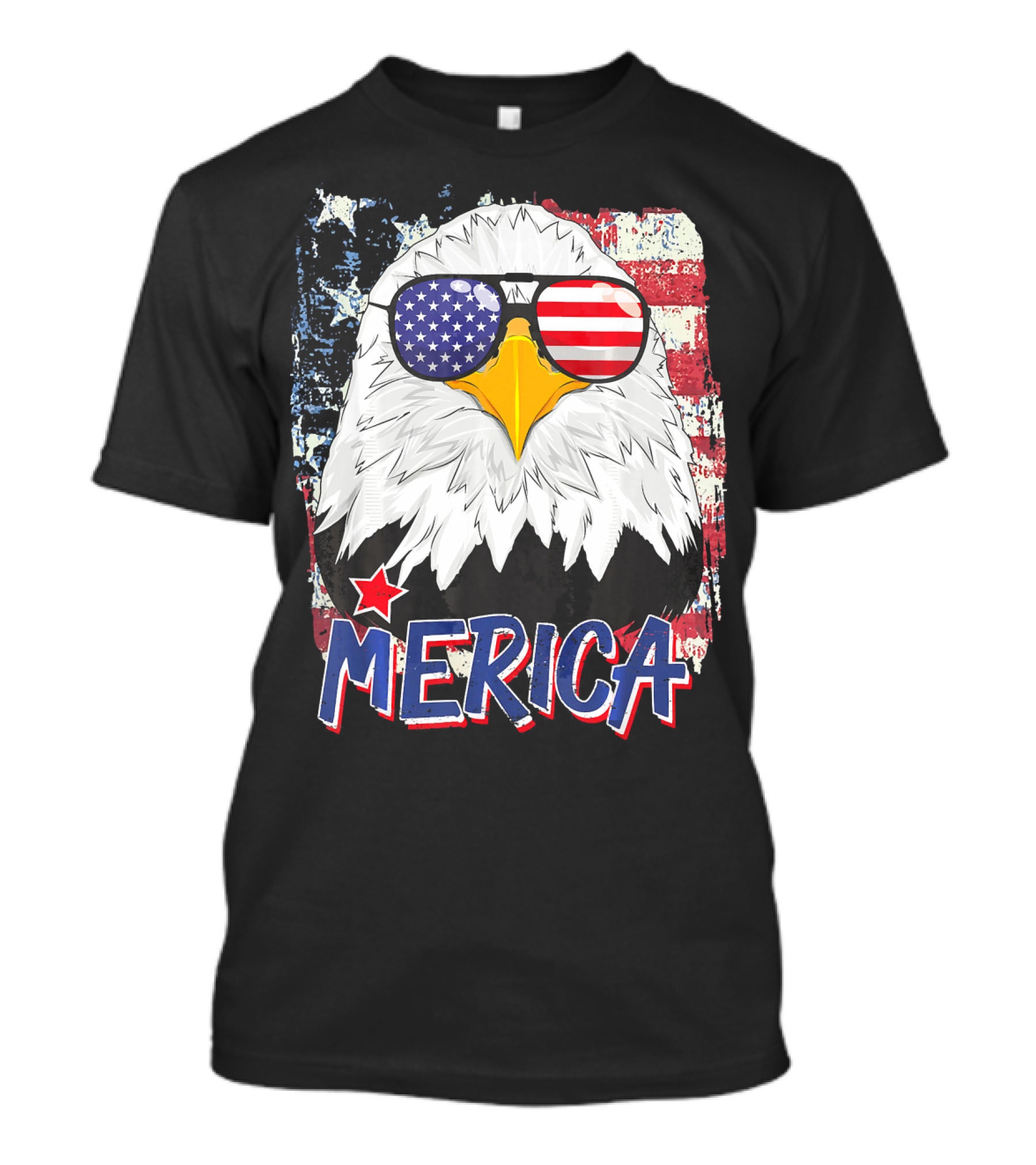 Bald Eagle With American Flag Sunglasses Merica T-Shirt