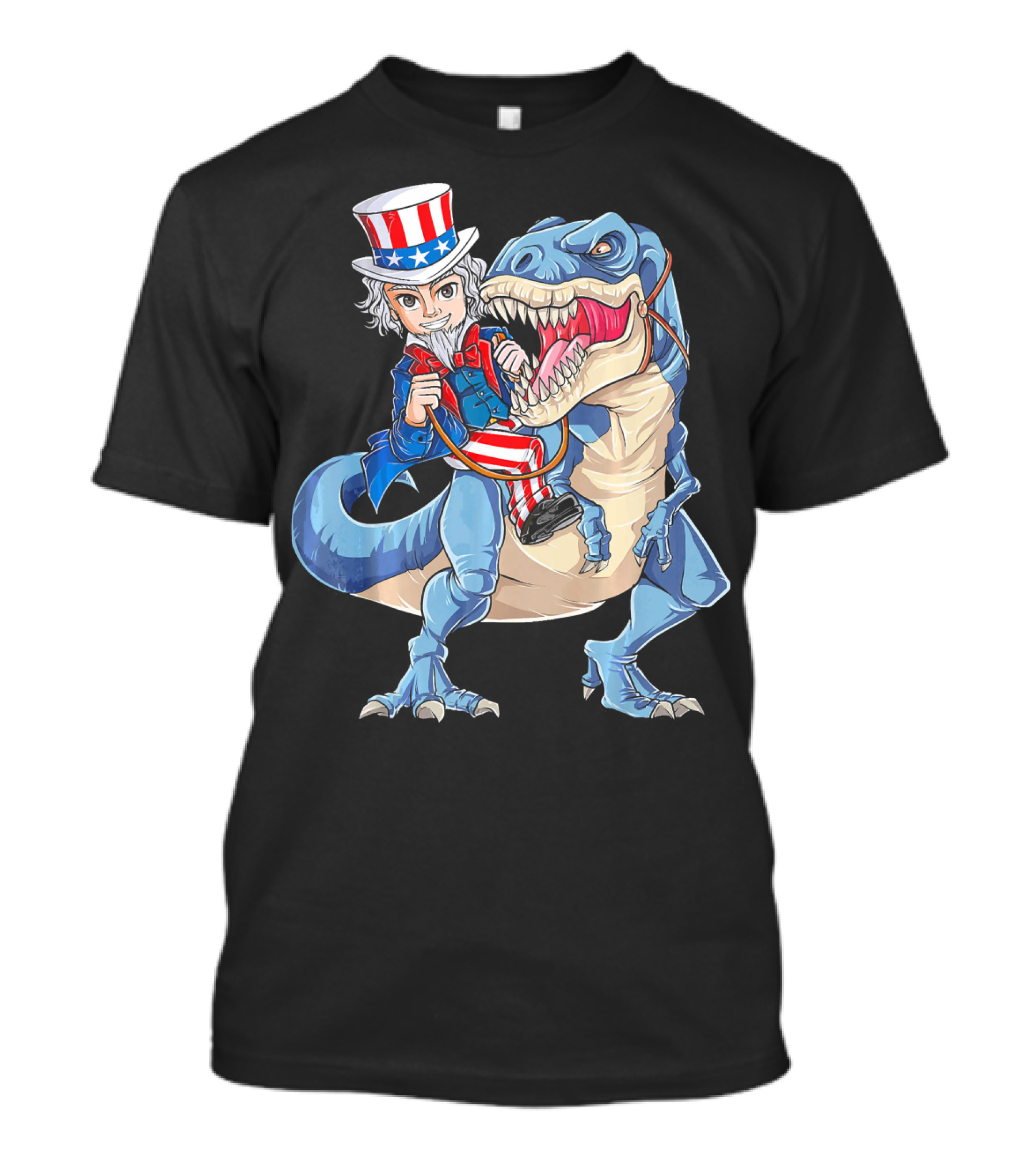 Uncle Sam Riding Dinosaur 4th Of July USA Patriotic T-Shirt