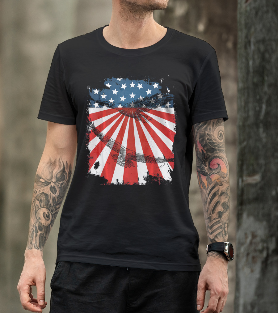 Patriotic Bald Eagle American Flag T-Shirt