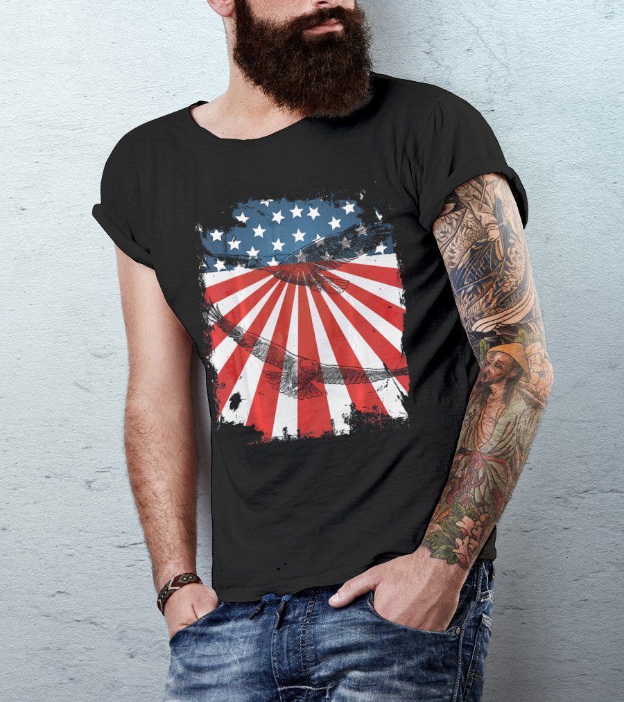 Patriotic Bald Eagle American Flag T-Shirt