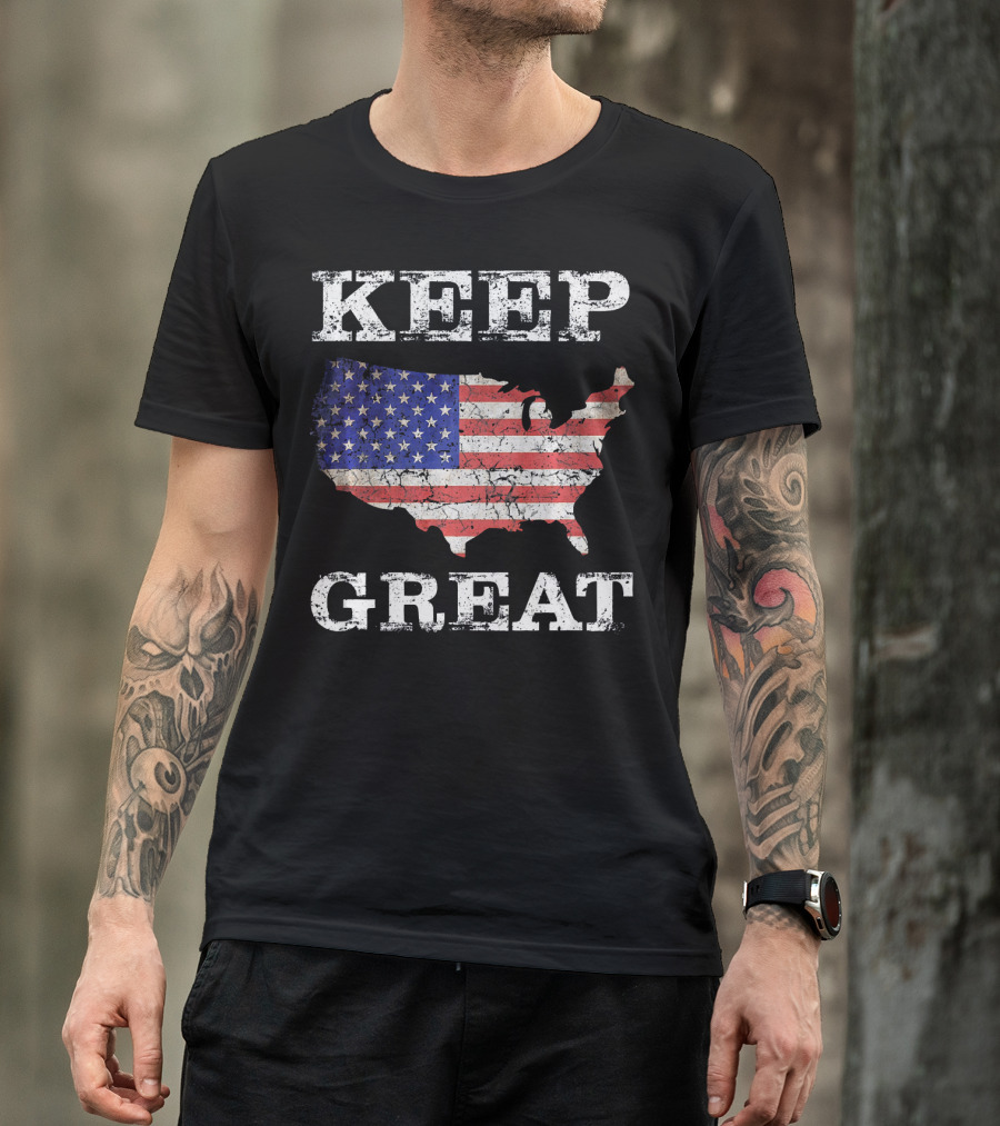 Keep America Great Vintage Patriot Map Flag T-Shirt
