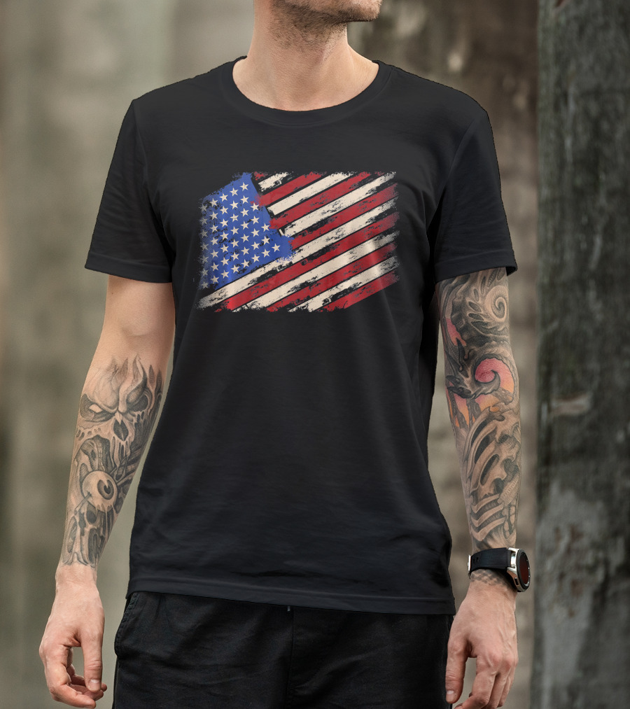 Distressed American US Flag Vintage Retro T-Shirt