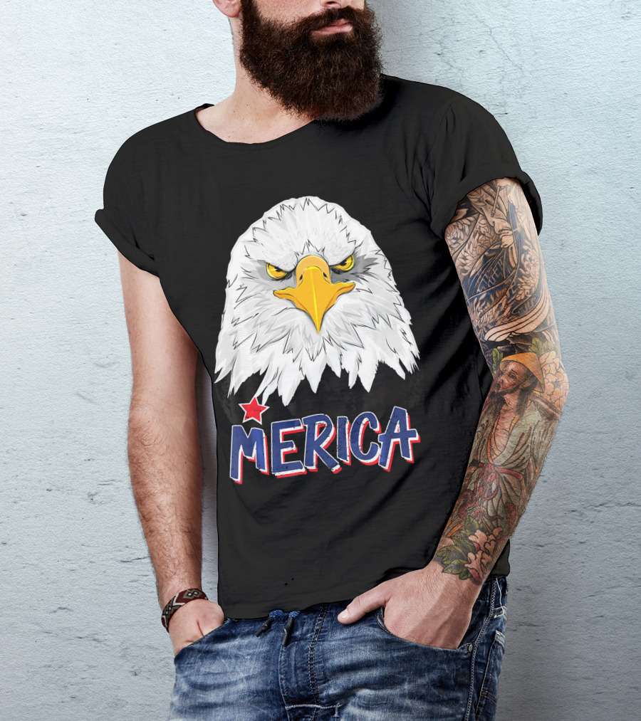 American Bald Eagle Merica Patriotic Star T-Shirt