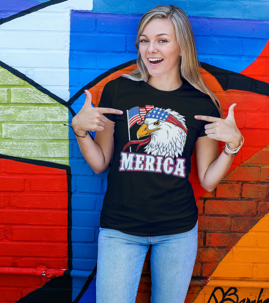 Merica Patriotic Bald Eagle American Flag Bandana USA Independence Day T-Shirt