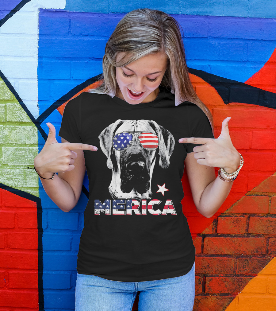 Great Dane 'Merica American Flag Sunglass Star T-Shirt