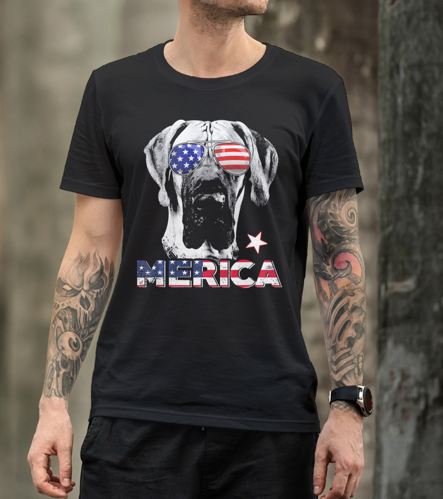Great Dane 'Merica American Flag Sunglass Star T-Shirt