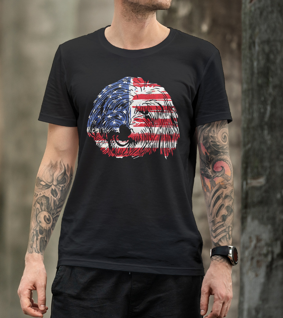 Funny Coton De Tulear Dog With American Flag T-Shirt