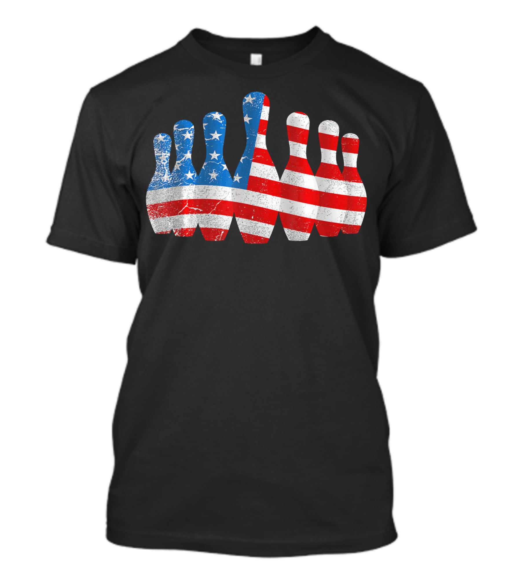 American Flag Bowling Pins Patriotic Bowler T-Shirt