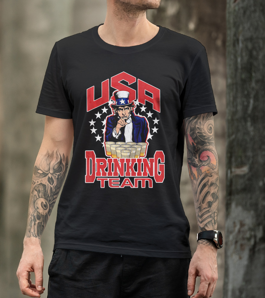 USA Uncle Sam Drinking Team Beer Pong Stars T-Shirt