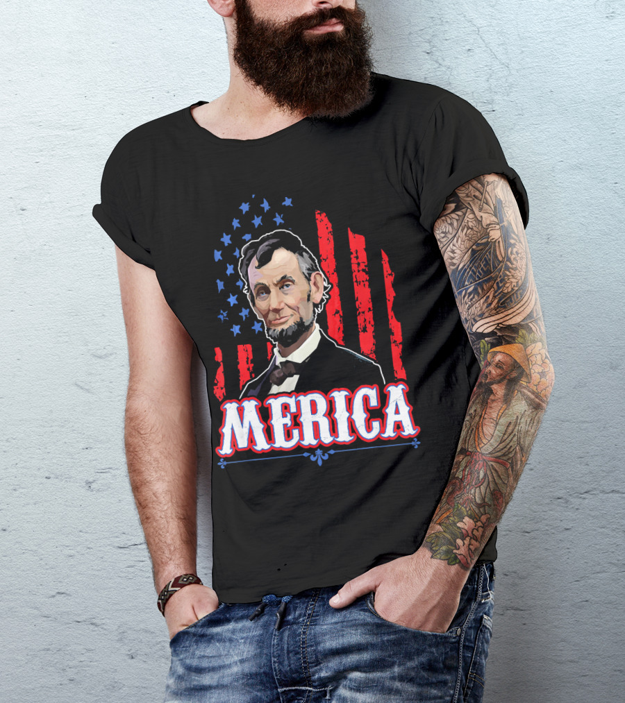 Abraham Lincoln Merica USA Flag T-Shirt