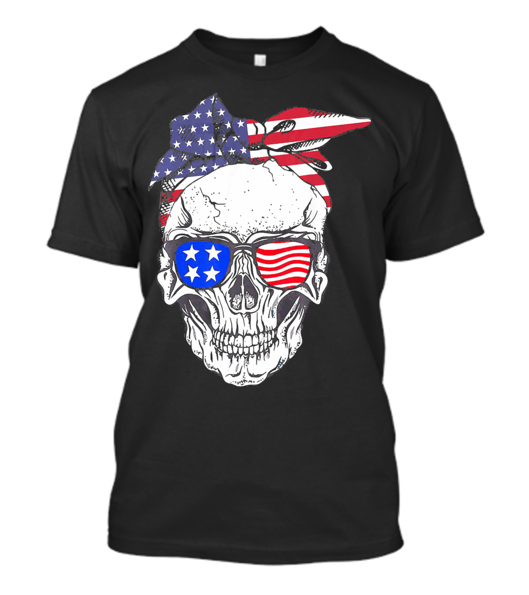 Patriotic Skull American Flag Bandana Sunglasses T-Shirt