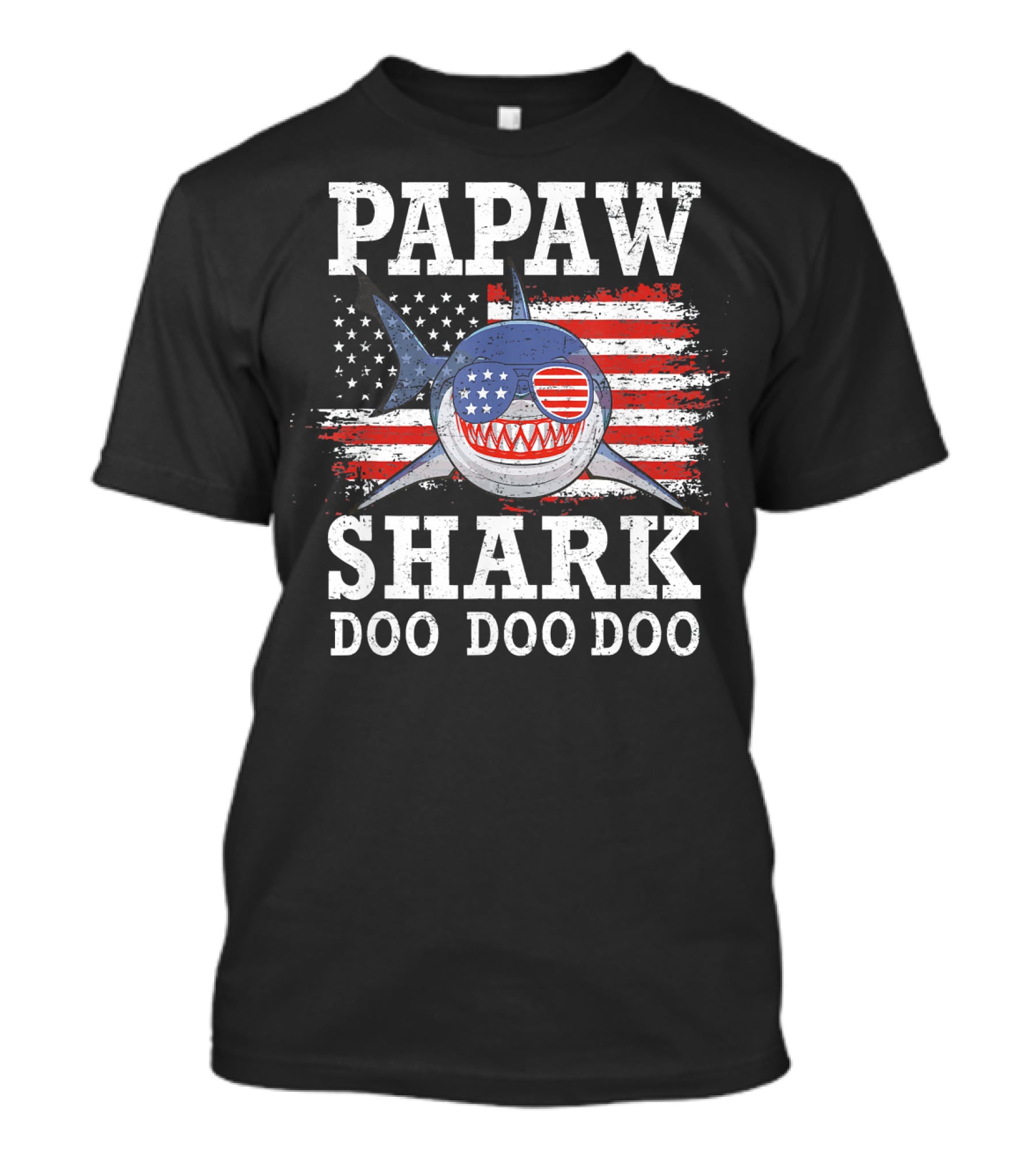 Papaw Shark Doo Doo Doo American Flag Sunglasses T-Shirt
