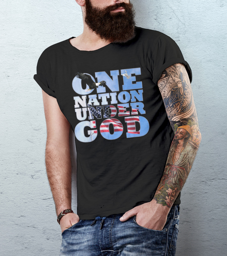 One Nation Under God USA Flag Bald Eagle T-Shirt