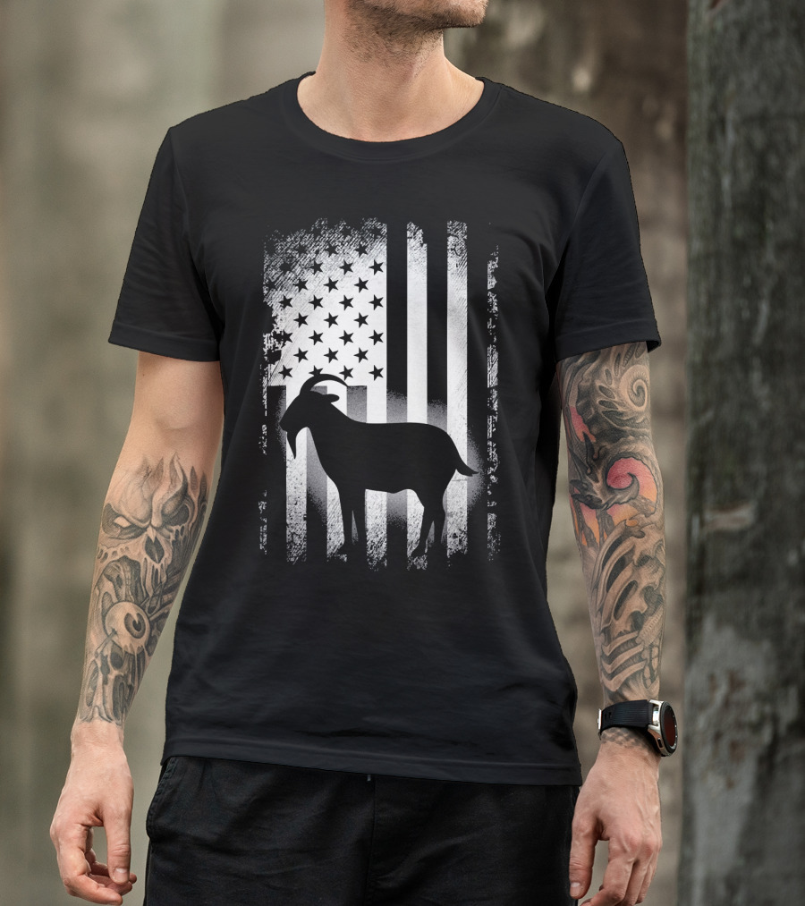 Goat American Flag USA Patriotic Silhouette T-Shirt