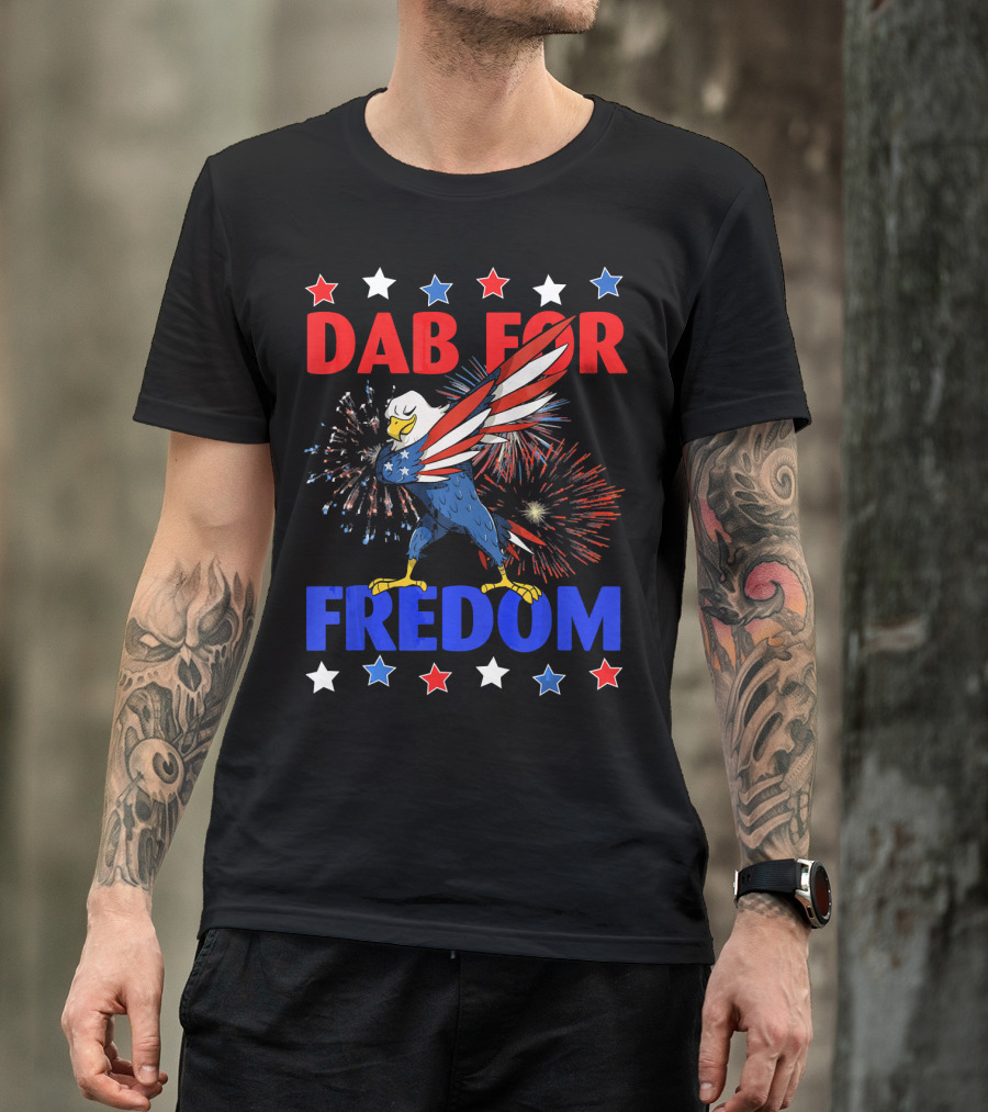Dab For Freedom Patriotic Dabbing Eagle Firework Extravaganza T-Shirt