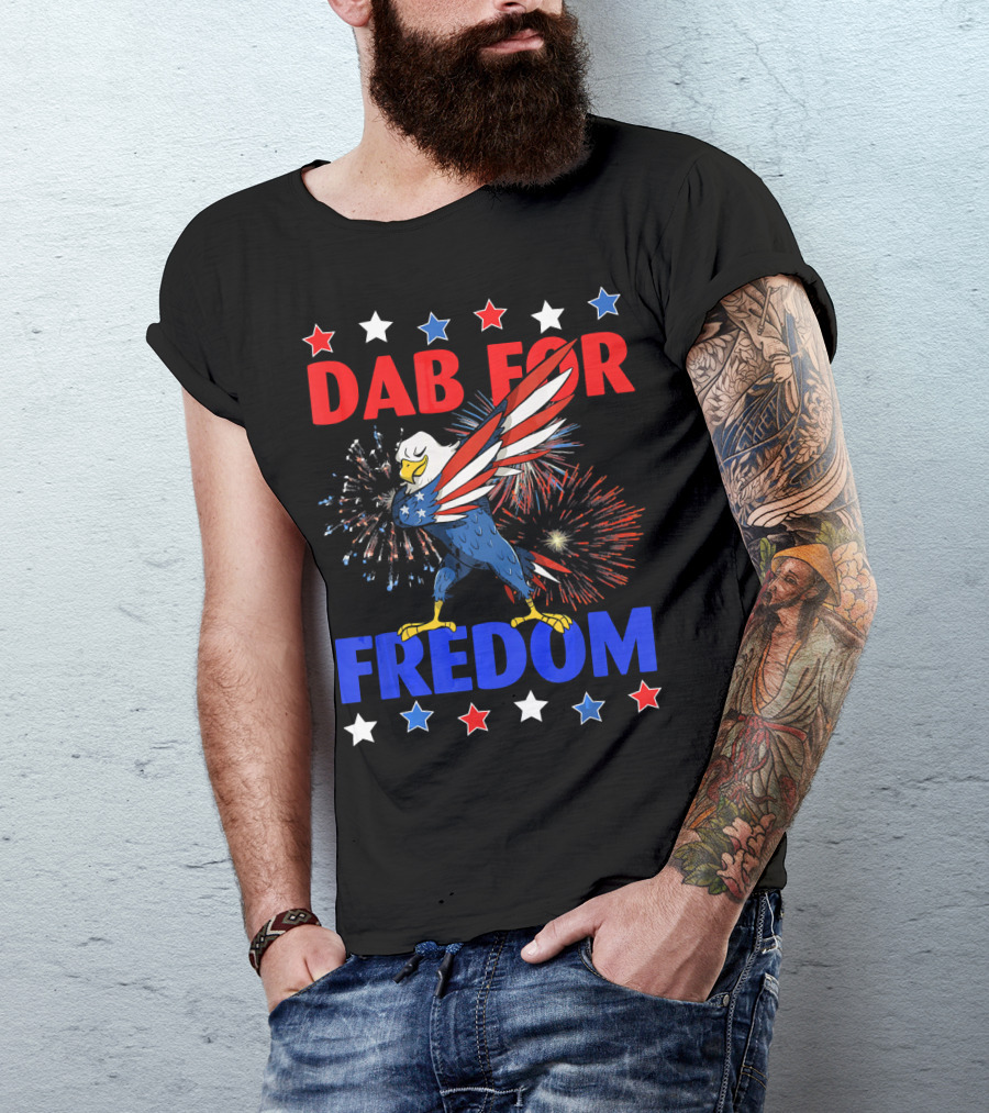 Dab For Freedom Patriotic Dabbing Eagle Firework Extravaganza T-Shirt
