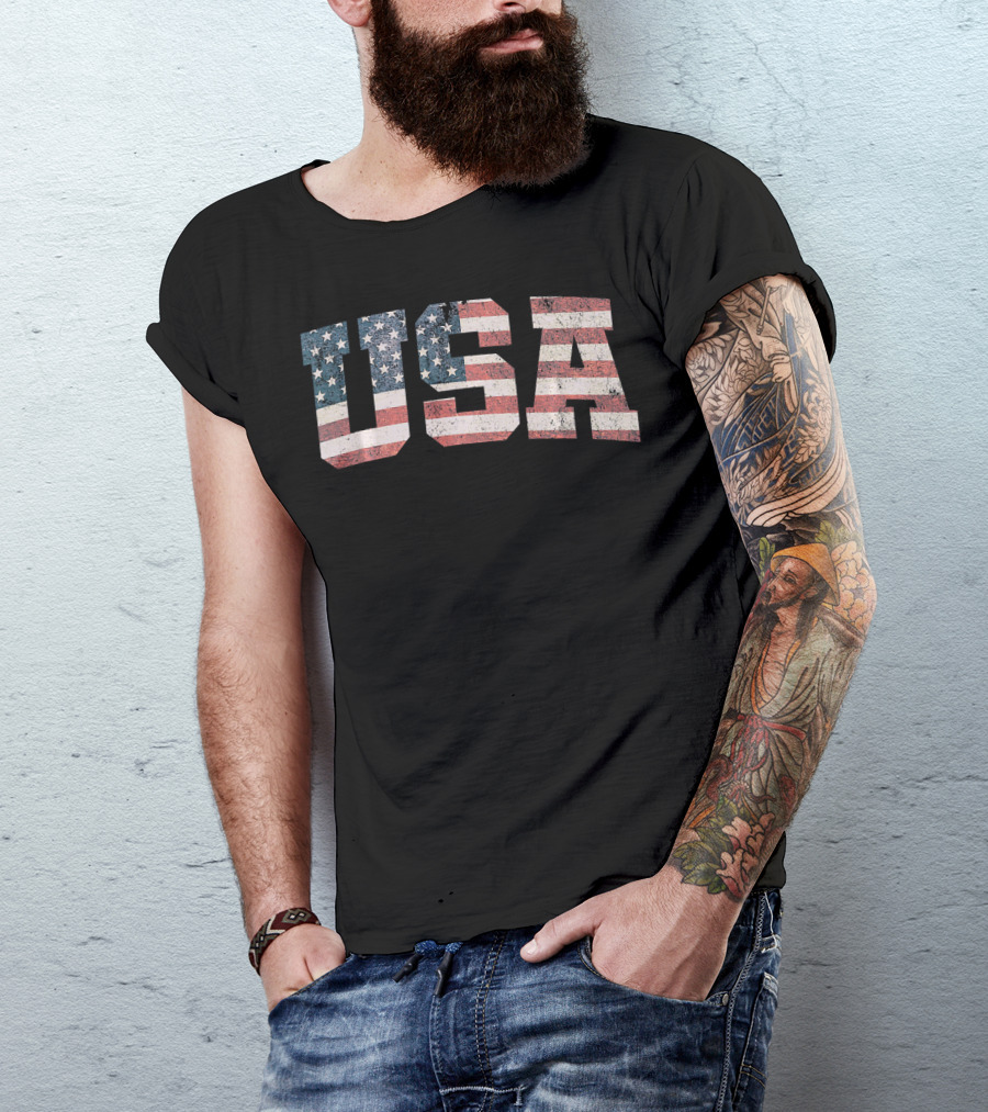 USA Flag Patriotic Vintage Look T-Shirt