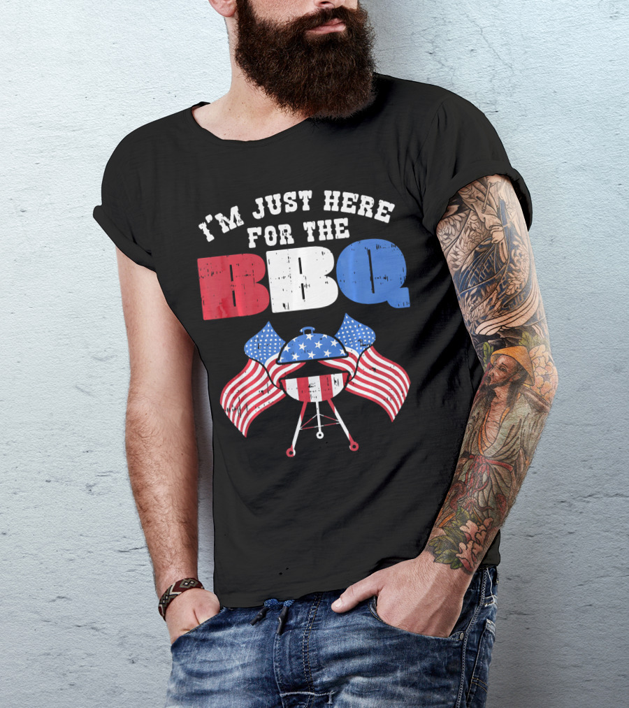 I’m Just Here For The BBQ American Flag Grill Fun T-Shirt