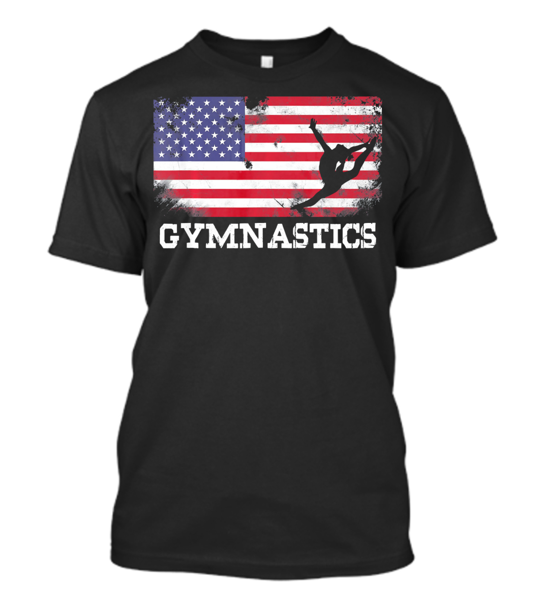 Gymnastics USA Flag Patriotic Silhouette American Athlete T-Shirt