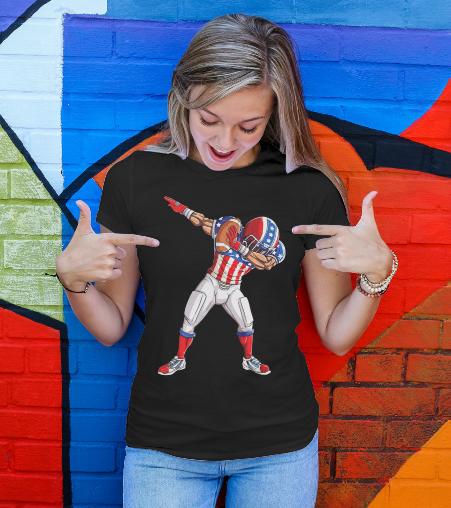 Patriotic Dabbing Football Player Fourth Of July T-Shirt