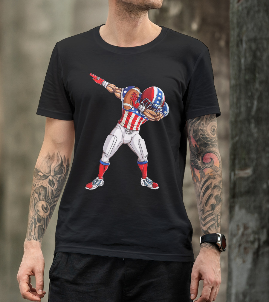 Patriotic Dabbing Football Player Fourth Of July T-Shirt