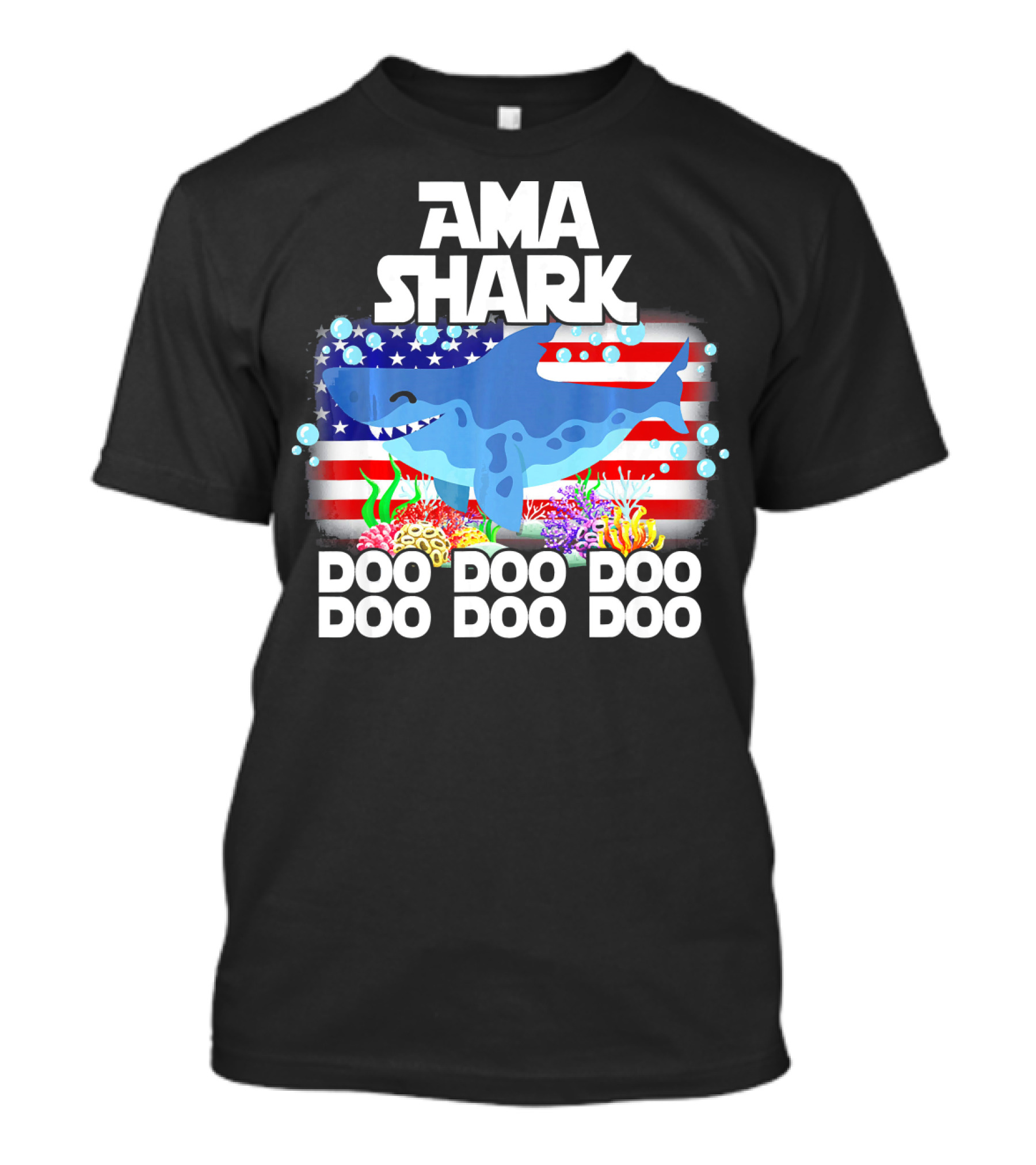 AMA Shark US Flag Doo Doo Doo T-Shirt