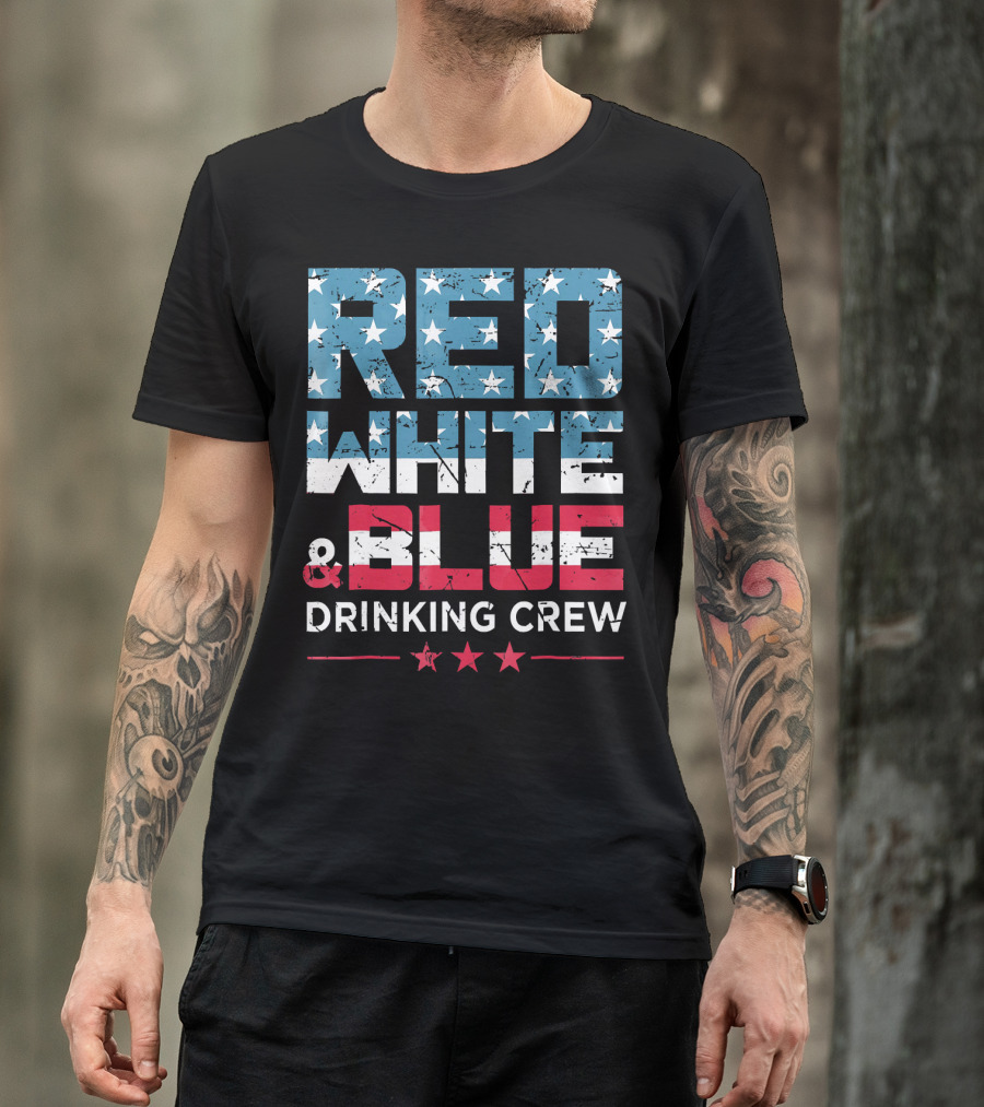 RED WHITE And BLUE DRINKING CREW T-Shirt