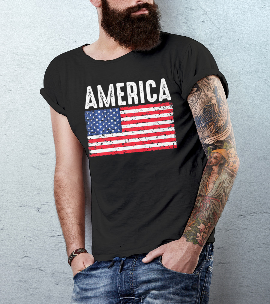 America Flag USA Patriotic Fourth Of July T-Shirt