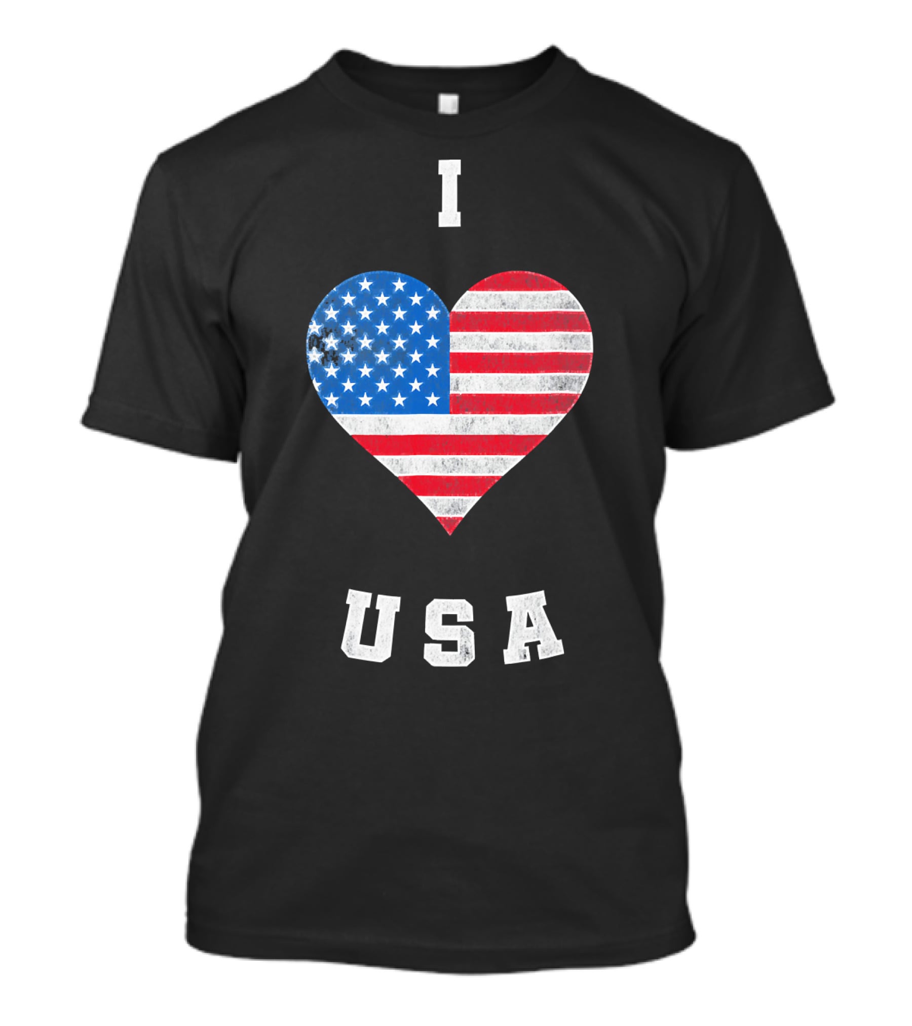I Heart USA I Love USA America Patriot American Flag Heart T-Shirt
