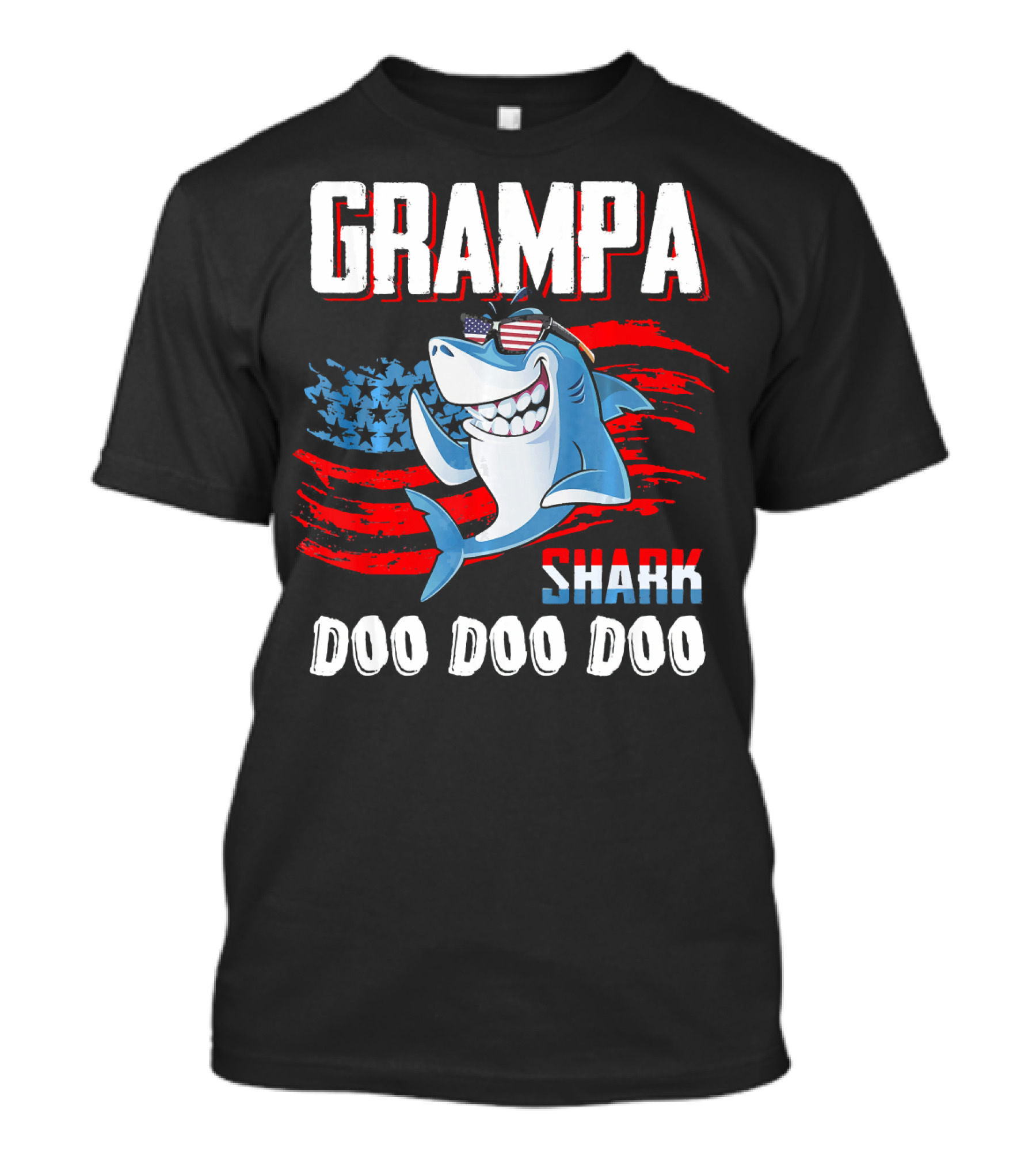 Grampa Shark Doo Doo Doo American Flag Sunglasses T-Shirt