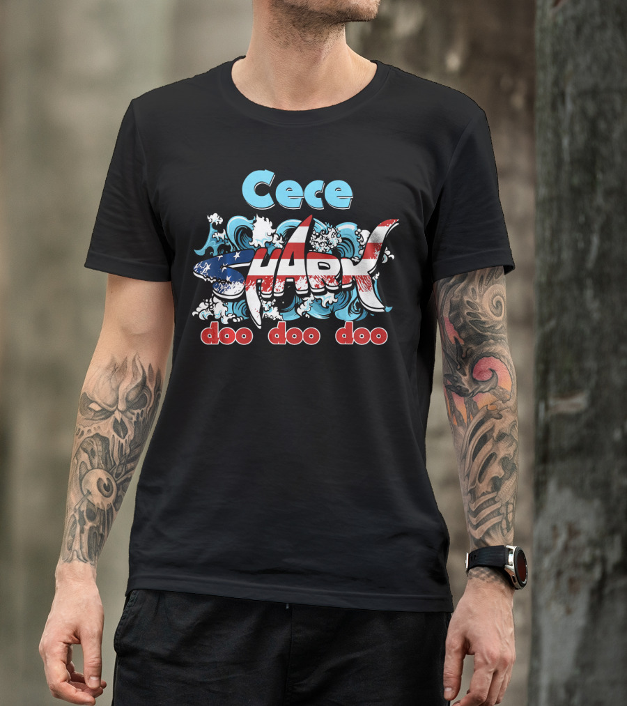 Cece Shark American Flag Doo Doo Doo T-Shirt