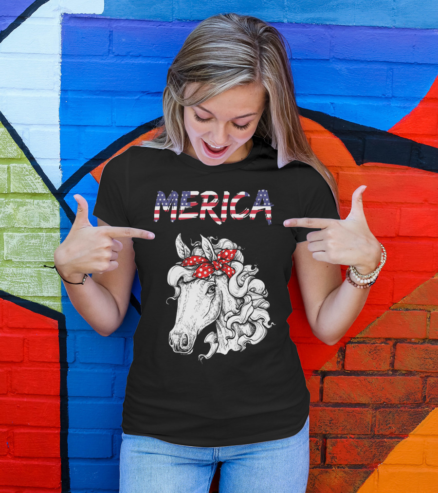 Merica Horse Bandana Independence Day T-Shirt