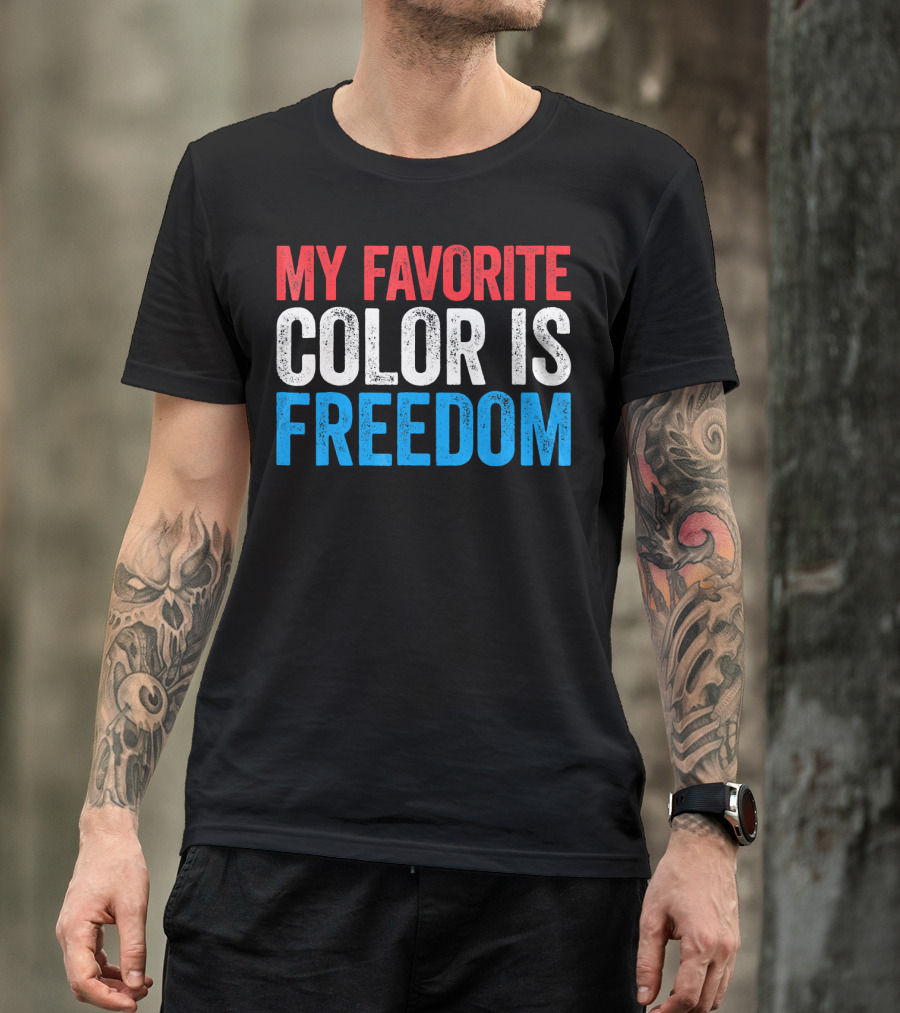 My Favorite Color Is Freedom Pixelated Patriotic T-Shirt