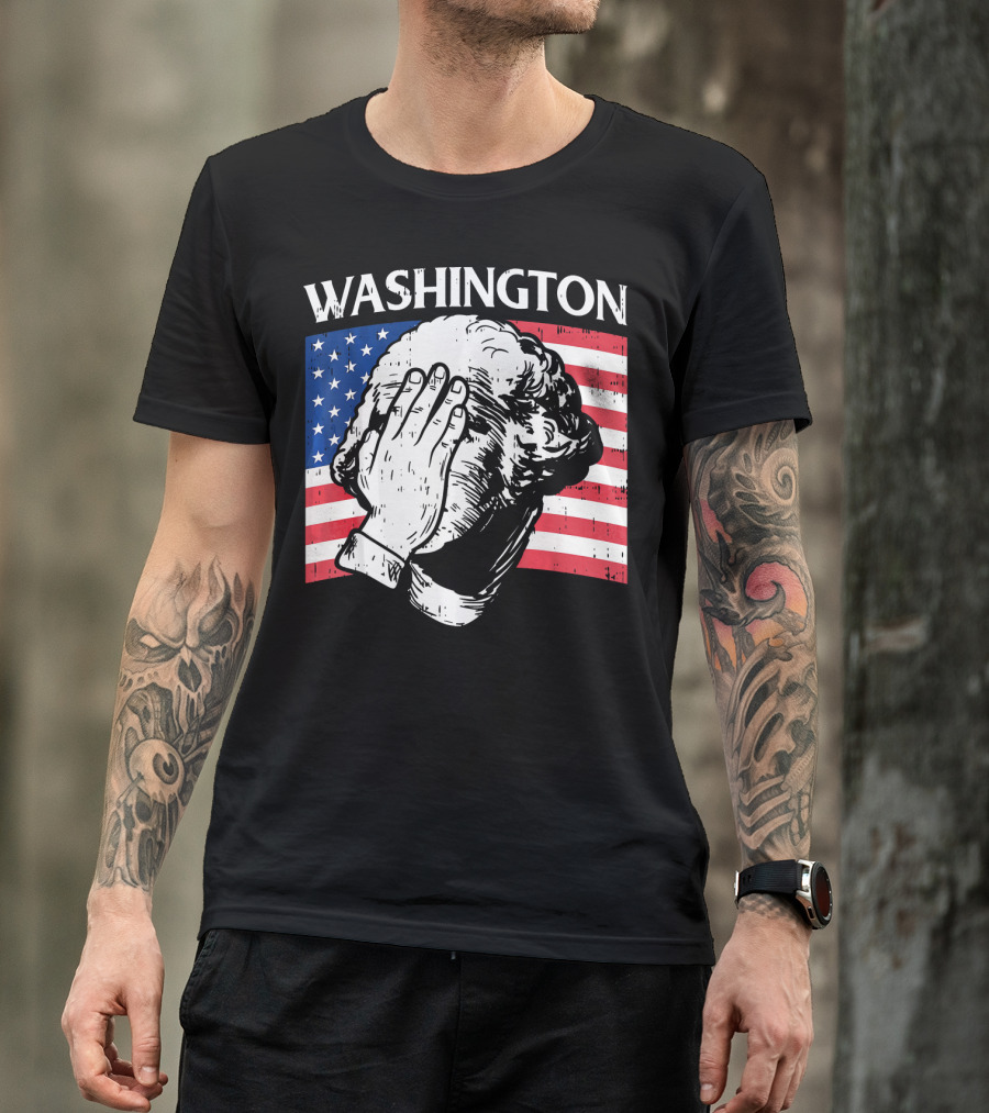 Washington Facepalm American Flag Background T-Shirt