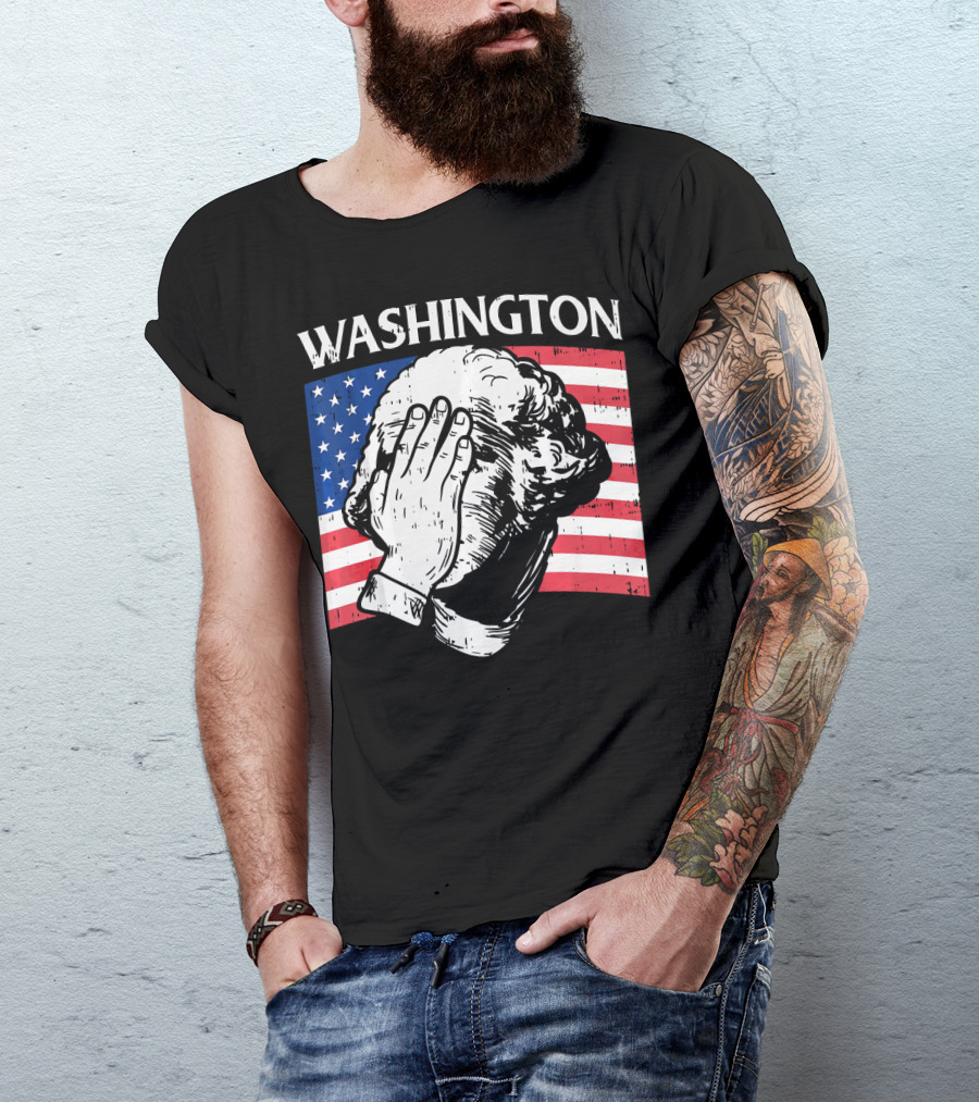 Washington Facepalm American Flag Background T-Shirt