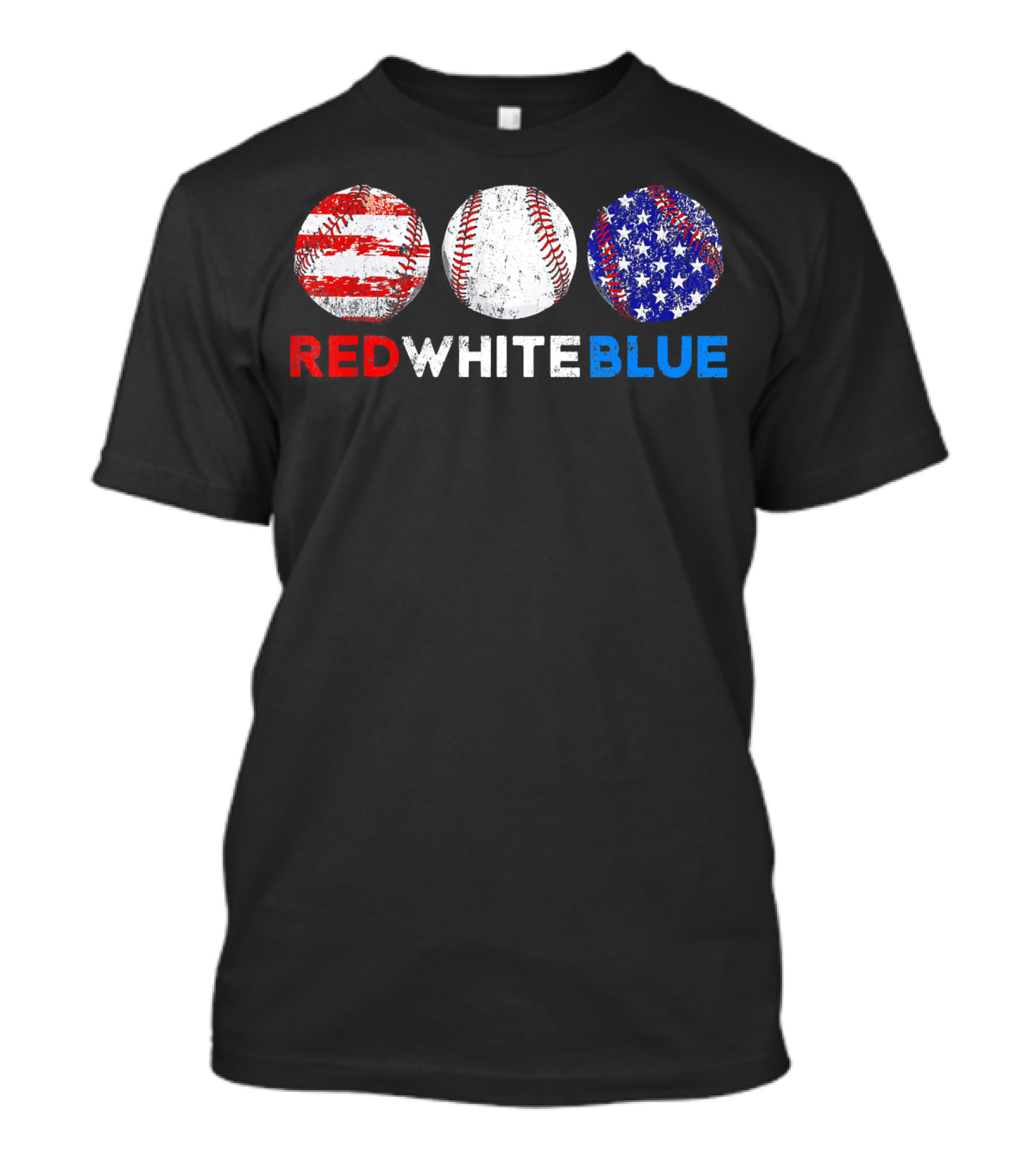 Red White Blue Baseball American Flag T-Shirt