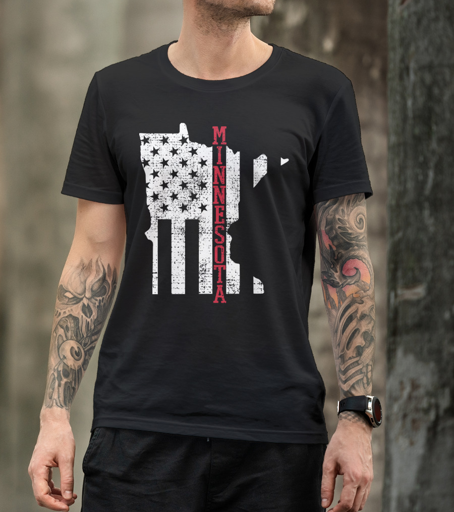 Minnesota USA Flag Vintage Retro America State Map T-Shirt