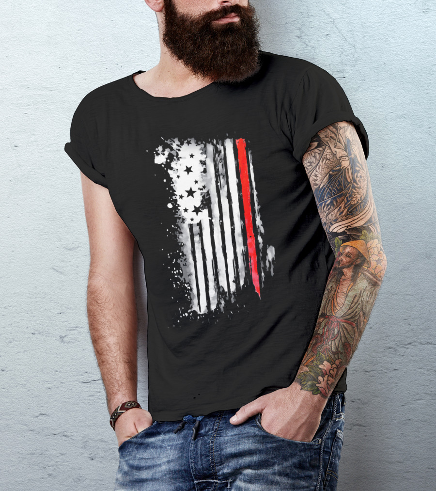 Thin Red Line American Flag Firefighter Fir USA T-Shirt