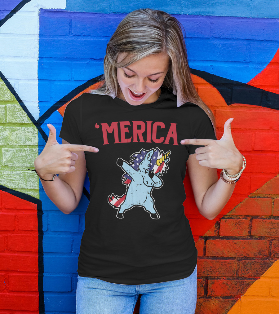 'Merica Unicorn Dabbing Americorn U T-Shirt
